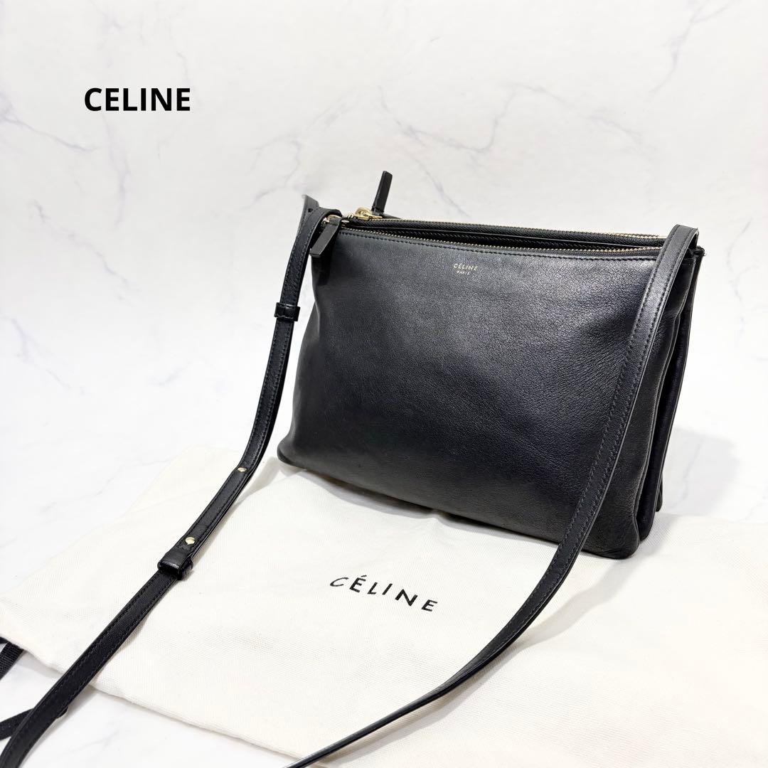【極美品】CELINE セリーヌ　トリオラージ　ショルダーバッグ　ブラック