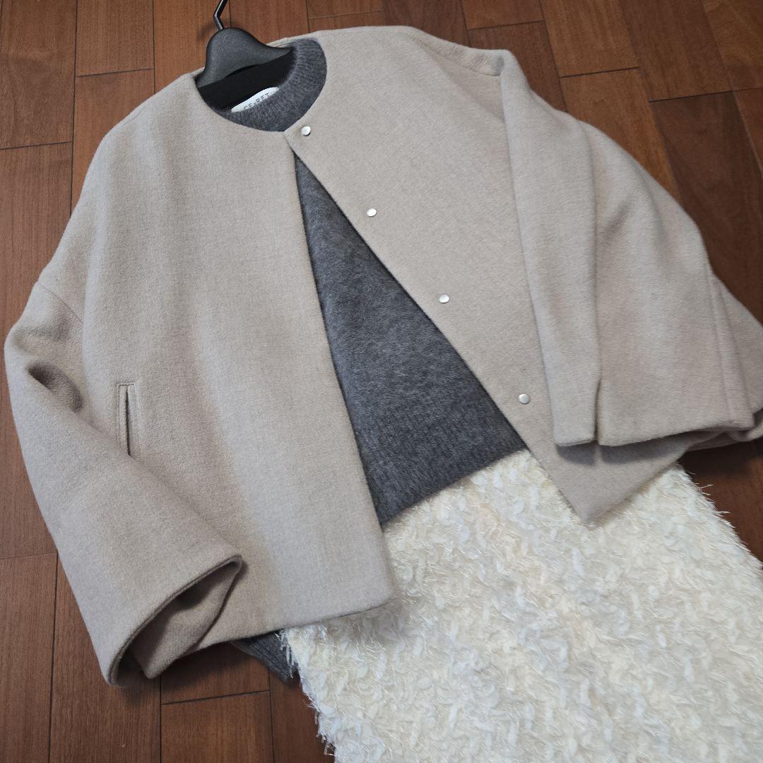 ELENDEEK 美品クールネックノーカラーコート　着用3回