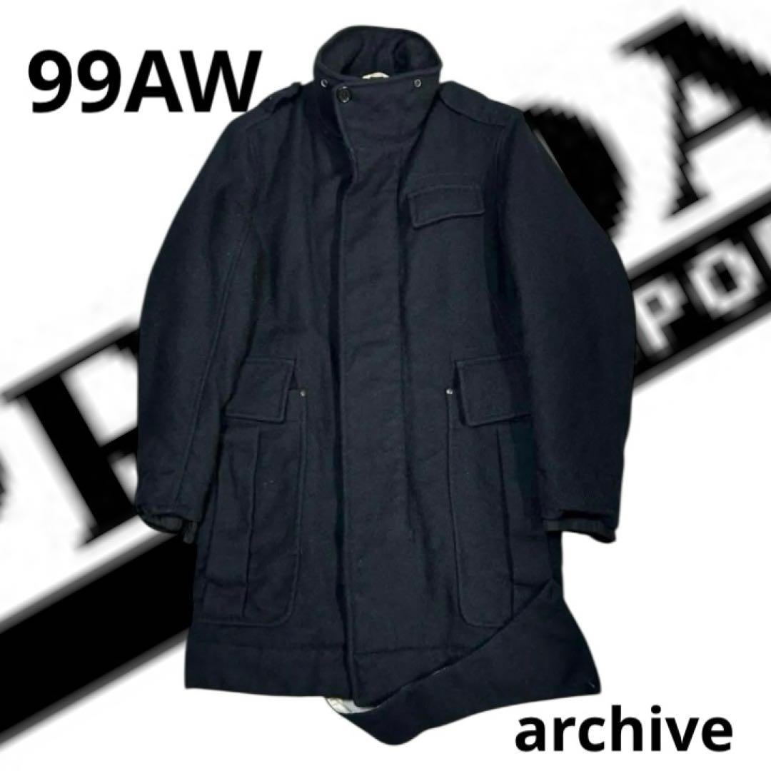 99aw archive prada wool design coat プラスポ