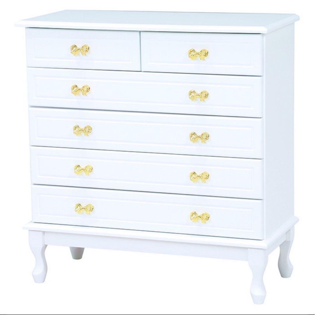 姫系ホワイト5段チェスト