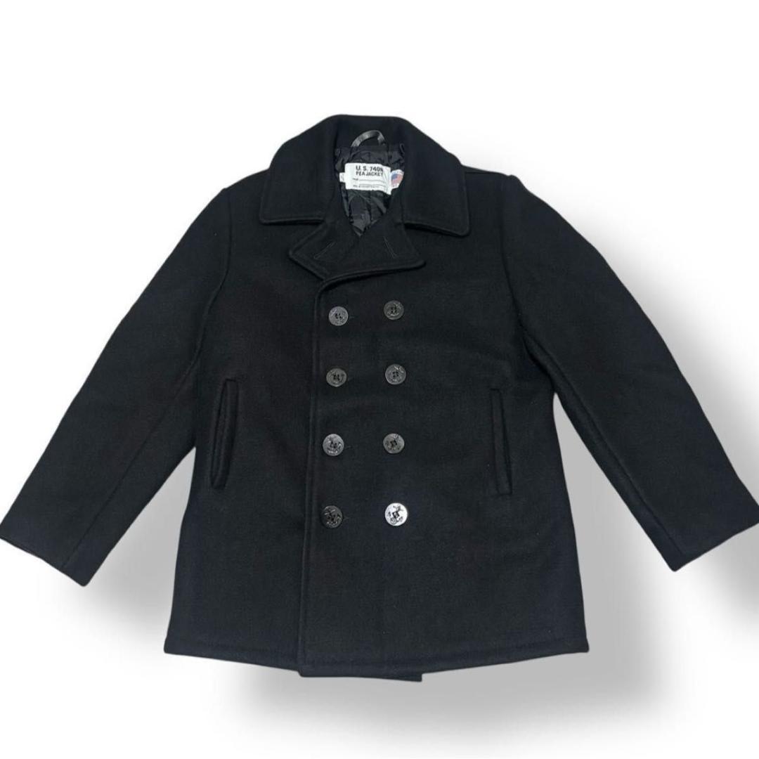 美品 Lサイズ ショット ピーコート キルティング USA製 ウール ブラック