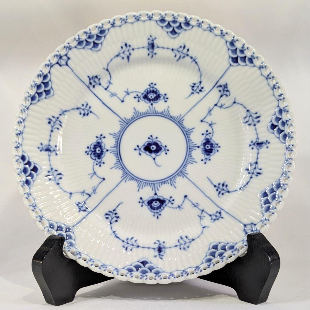 ロイヤルコペンハーゲン フルレース ブルーフルーテッド プレート 約19cm　⑥