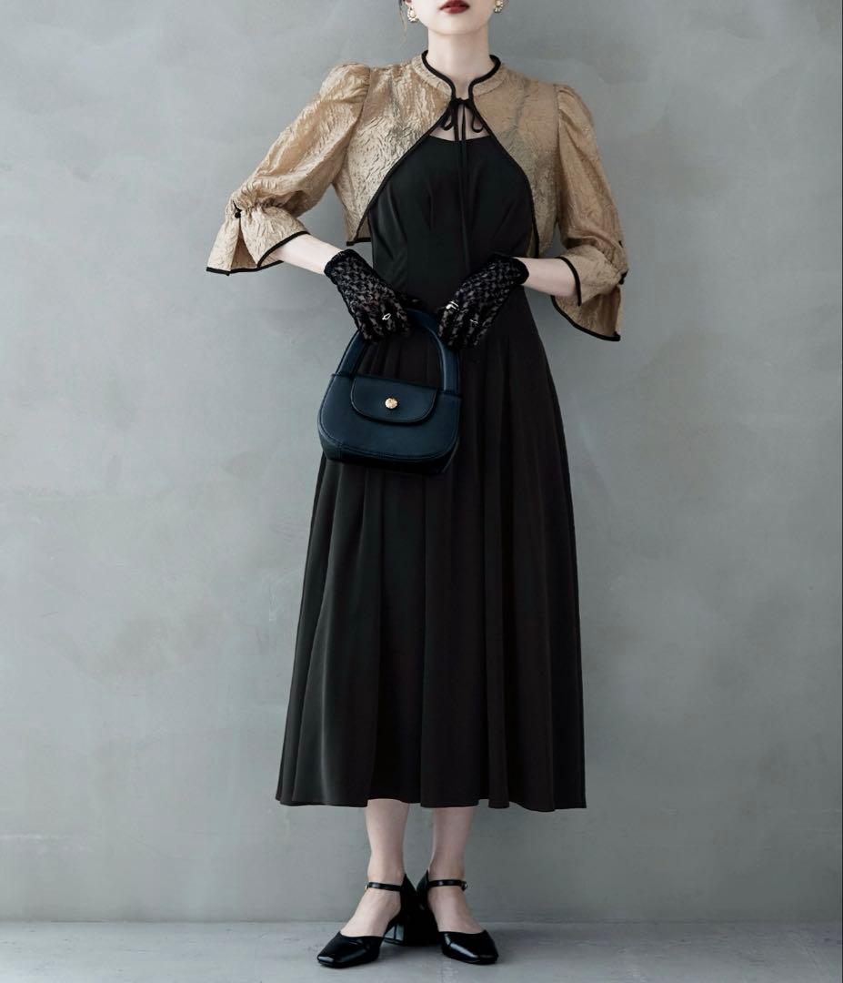 etoll. ジャガードボレロ＆ウエストタックボリュームパーティードレス