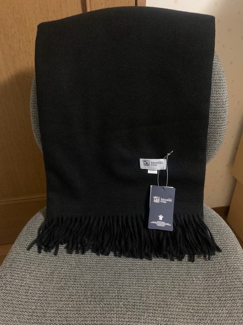 A*T様 ジョンストンズ スカーフブラック 大判ブラック カシミヤ ストール