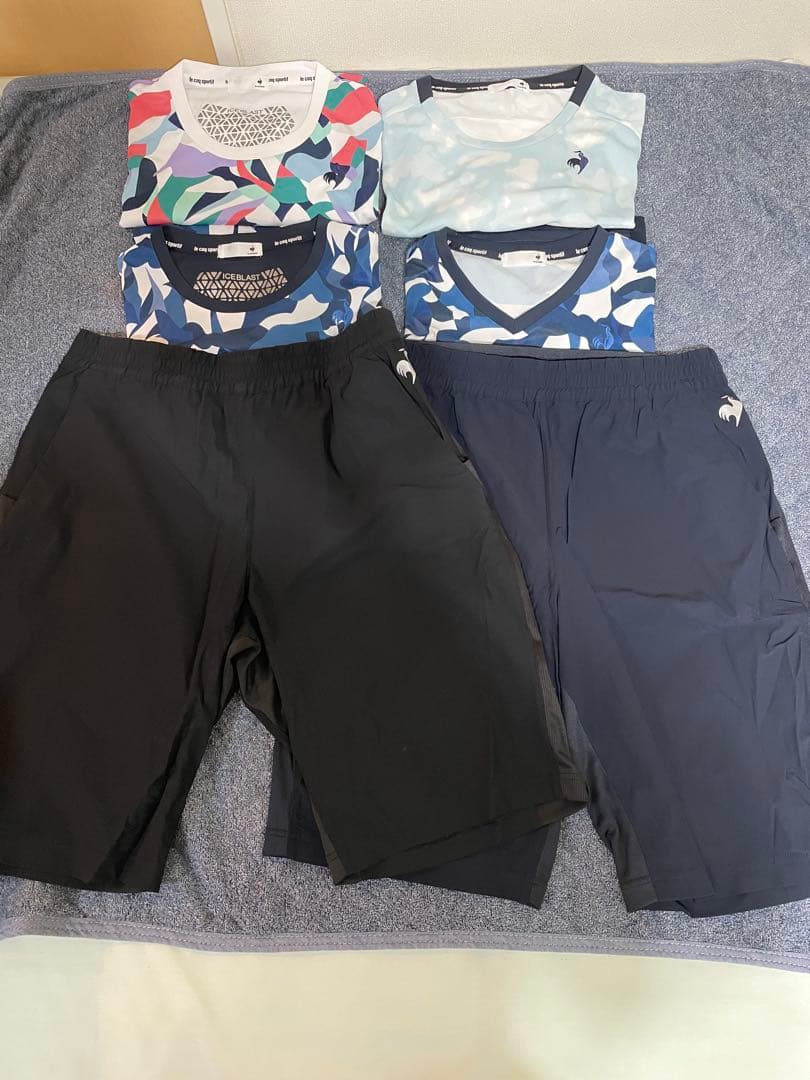 ルコック　テニスウェア　メンズOサイズ　ゲームシャツ4点、短パン2点の6点セット