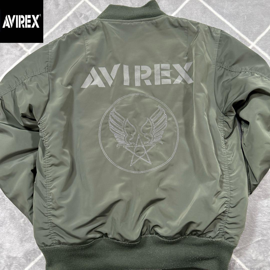 【☆幻のXL☆】破格AVIREX フライトジャケット XL カーキ バックロゴ