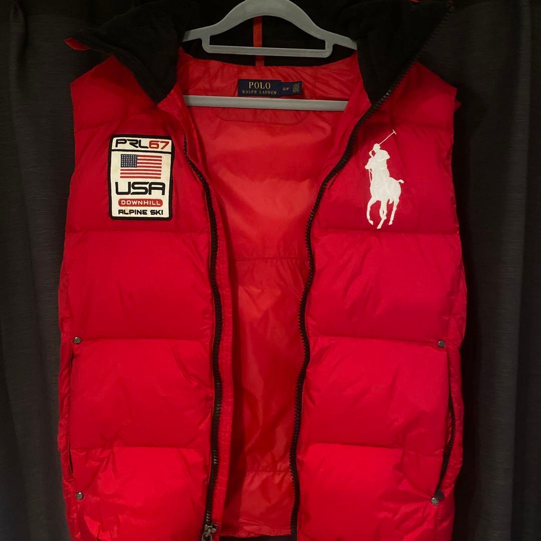 ラルフローレン　ダウンベスト　赤sサイズ