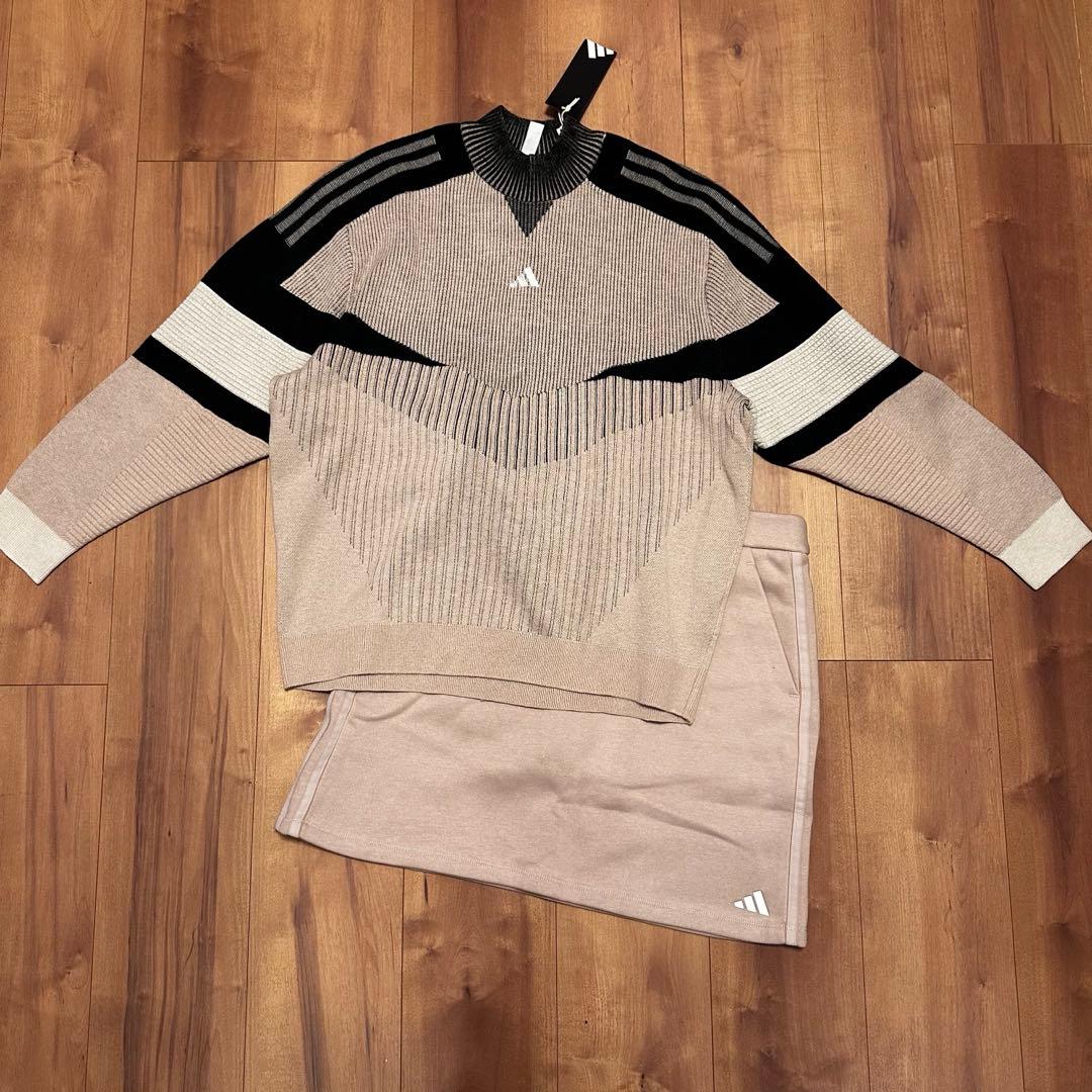 モックネック　ビックシルエット　長袖　ニット　裏起毛スカート　セットアップ　秋冬