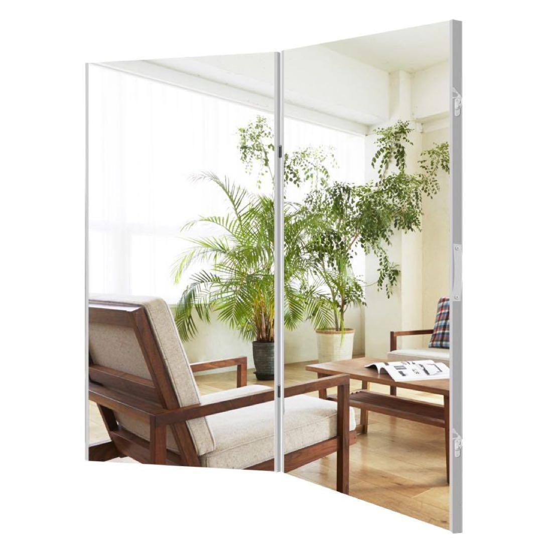 【中古】折り畳み 割れない鏡 ダンスミラー 60cmx2枚 銀 16番