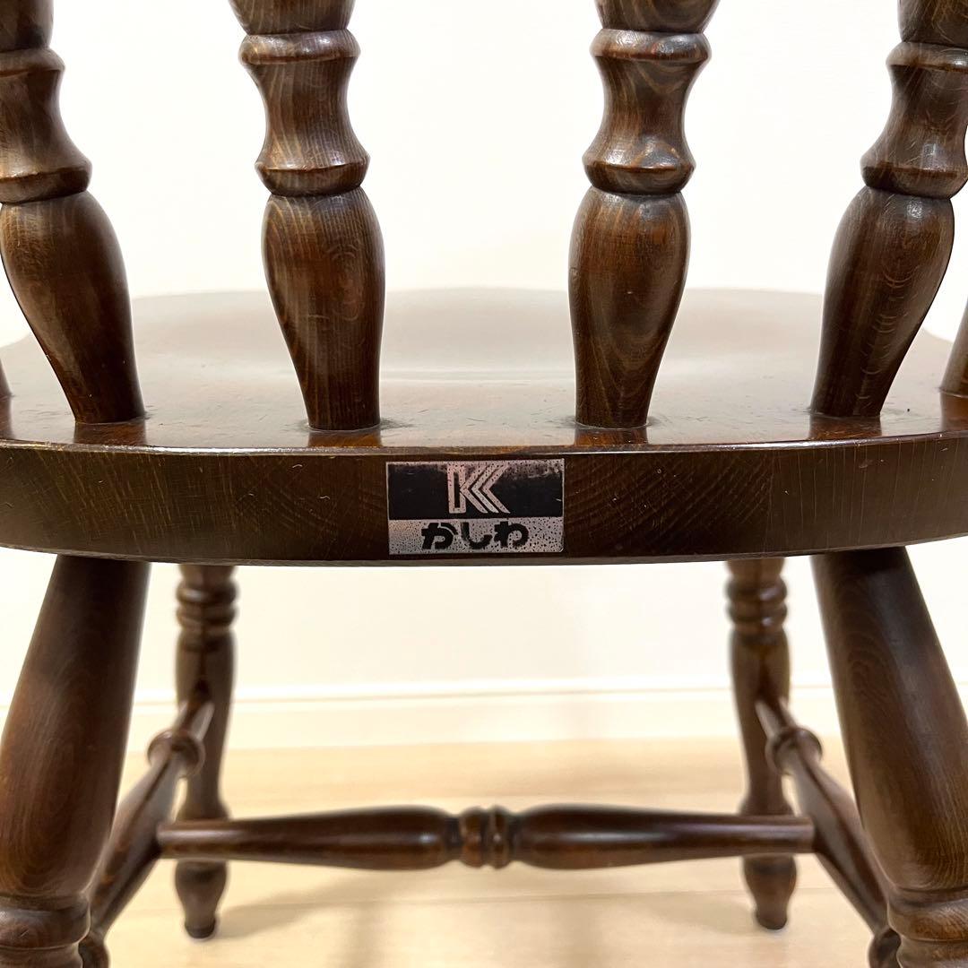 て51【柏木工】ウィンザーチェア 木製ダイニングチェア 無垢 ビンテージ