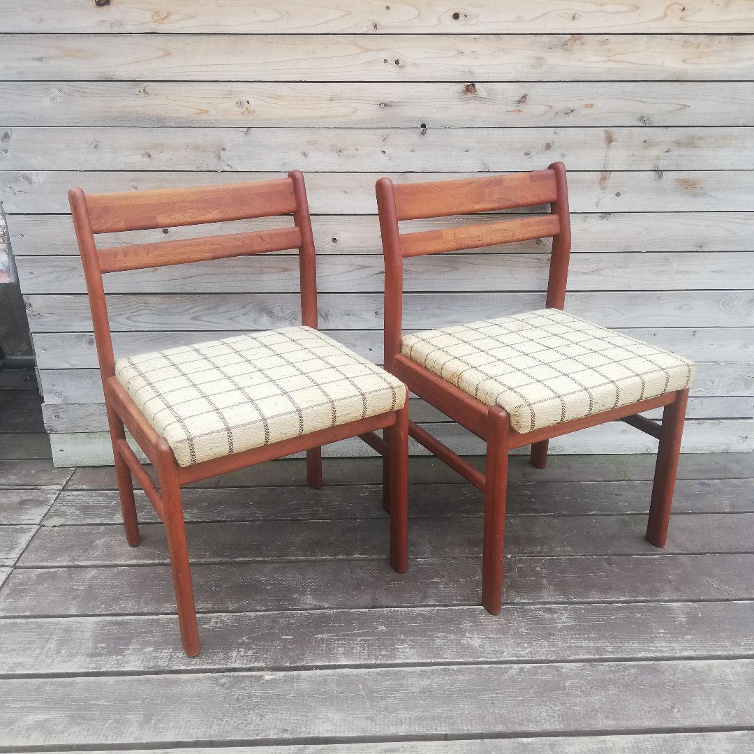 M♦店頭引取専用価格　希少 北欧ビンテージ チークダイニングチェア２脚