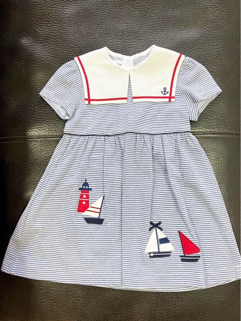 【新品未使用】familiar ストライプ セーラー襟 ワンピース 100