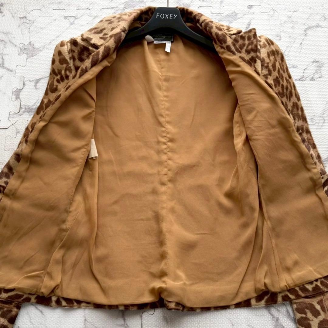 美品✨サルヴァトーレフェラガモ レオパード柄 ハラコ 本革 テーラードジャケット