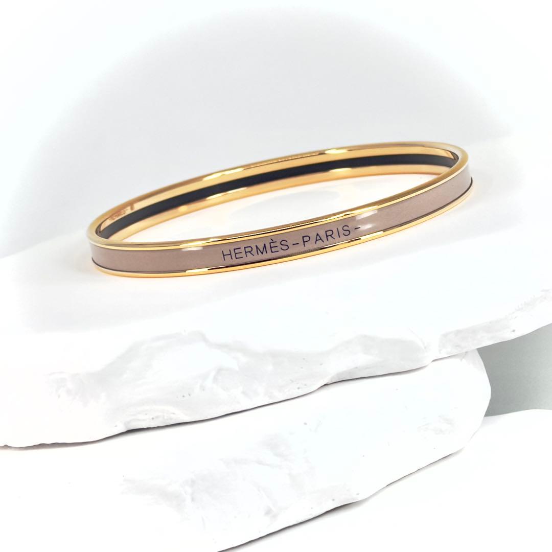 HERMES エルメス バングル UNI ユニ エナメル ブレスレット ベージュ