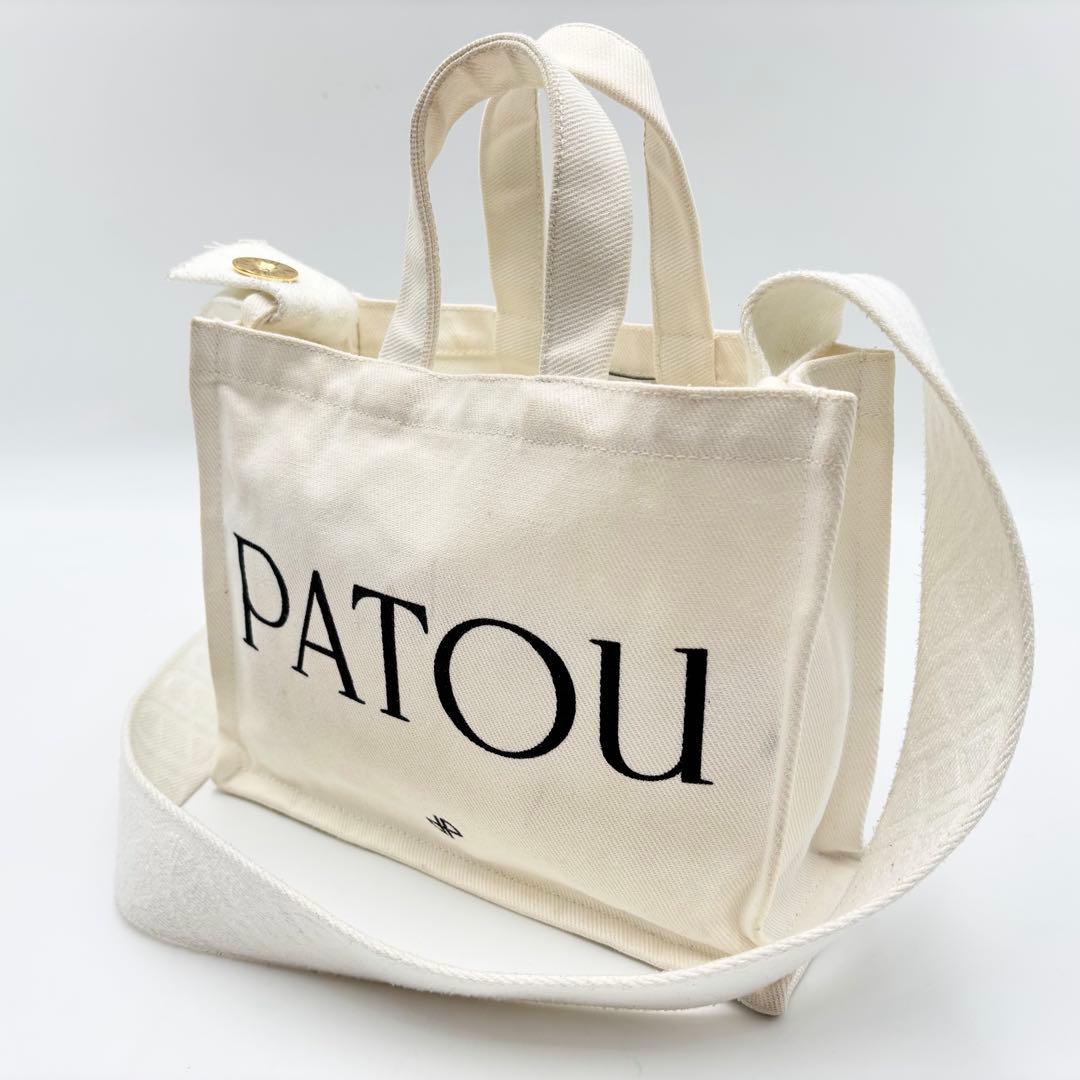 極美品 パトゥ ショルダーバッグ 2way コットン ホワイト スモール
