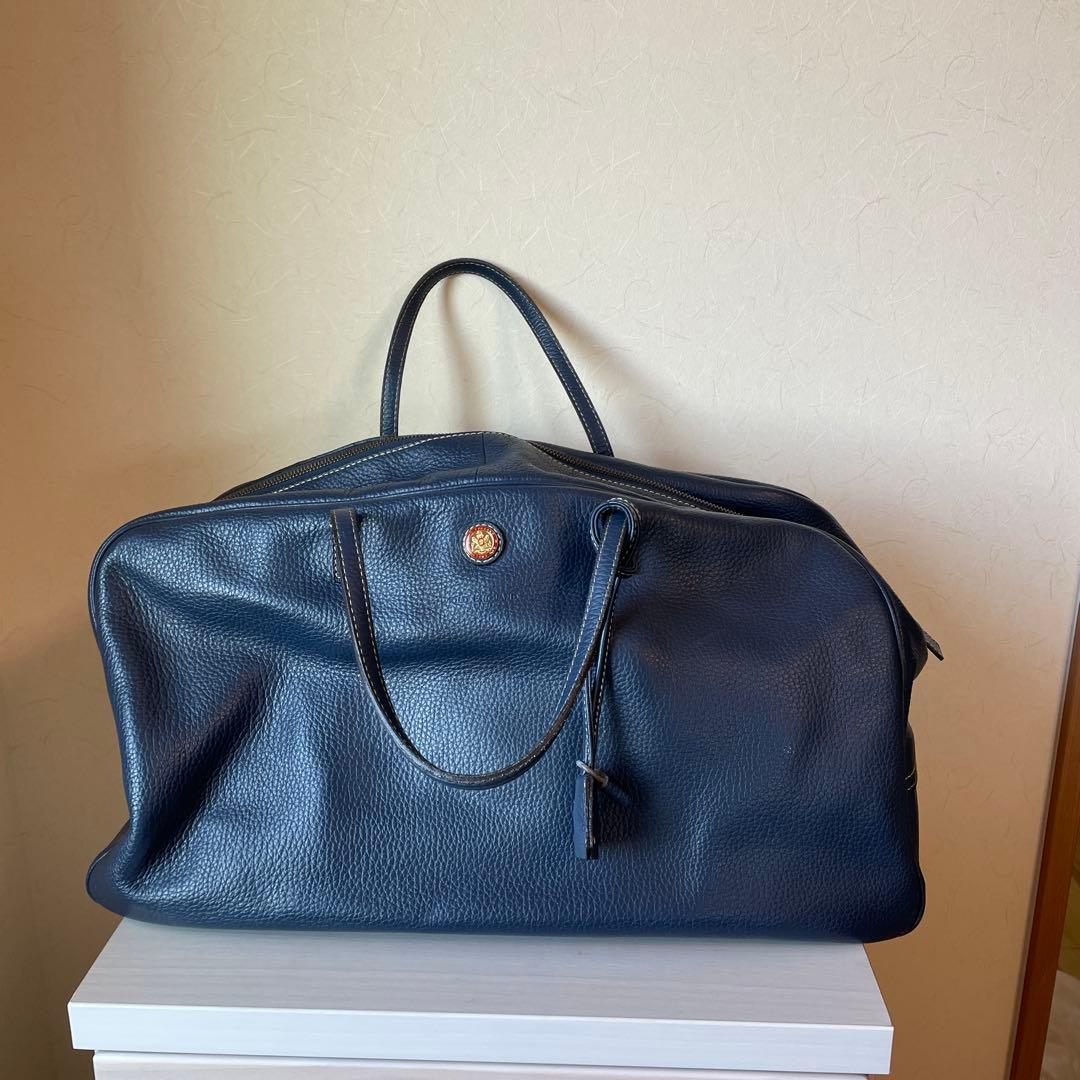 OLDEnglandネイビー レザー ボストンバッグ