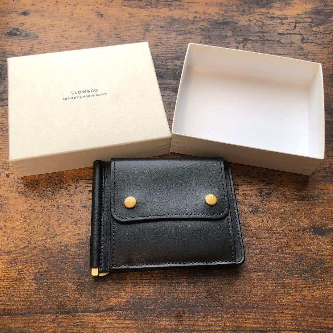 SLOWWACO ブラックレザー マネークリップ