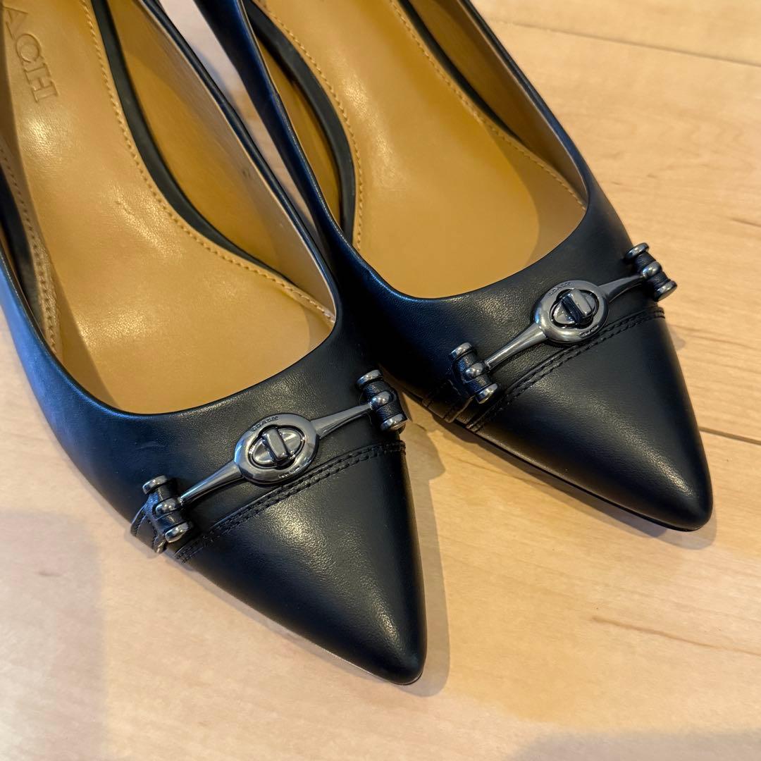 COACH コーチ ブラック レザーパンプス ヒール