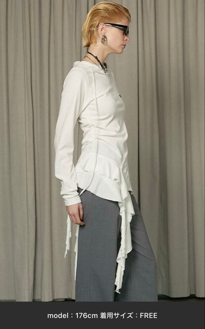 prank project ／ ラッフルヘムアシメトップス (ホワイト)