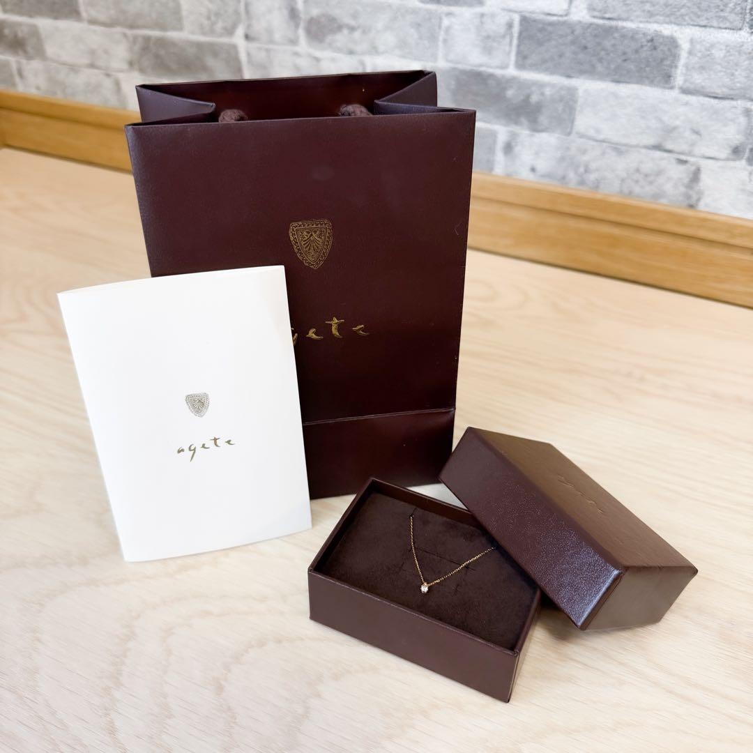 【agete】k18　ダイヤモンドネックレス　一粒石