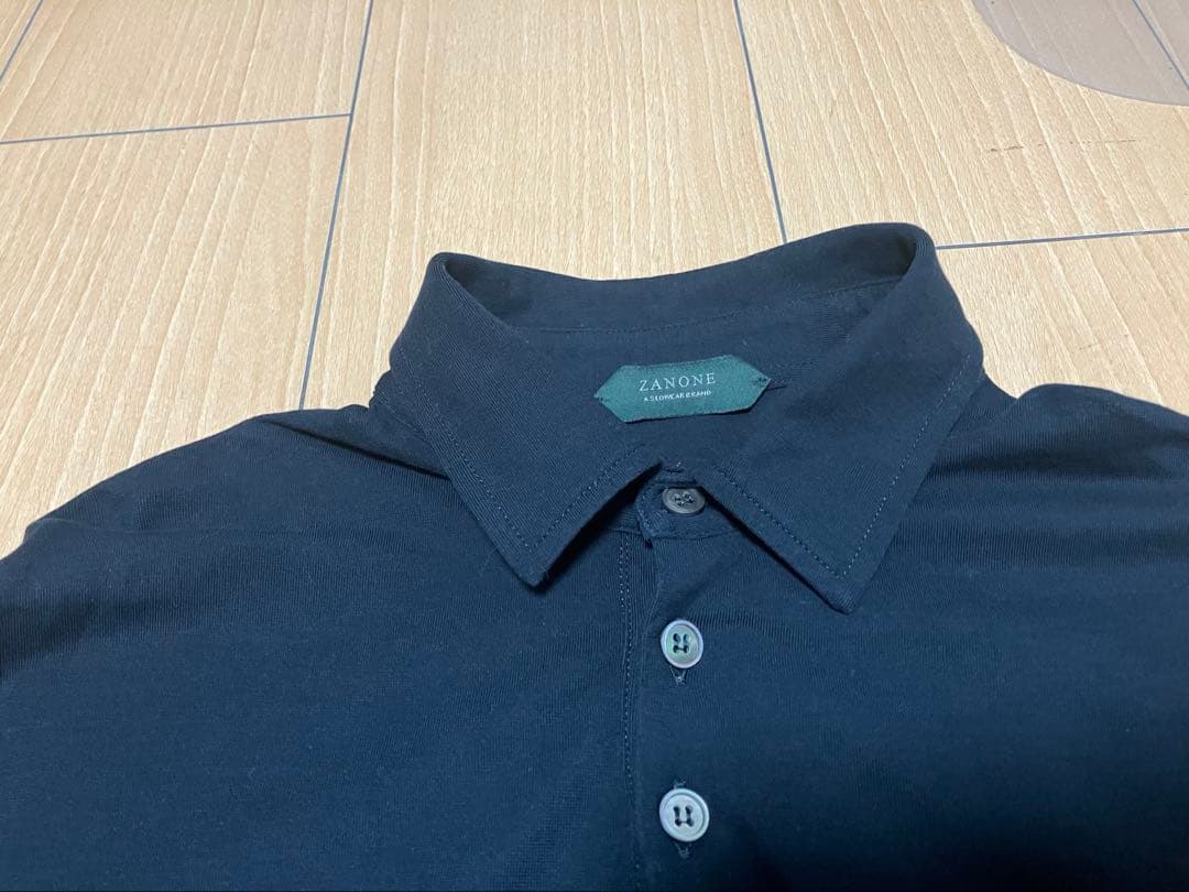 ザノーネ　アイスコットン　長袖ポロシャツ 46 ネイビー