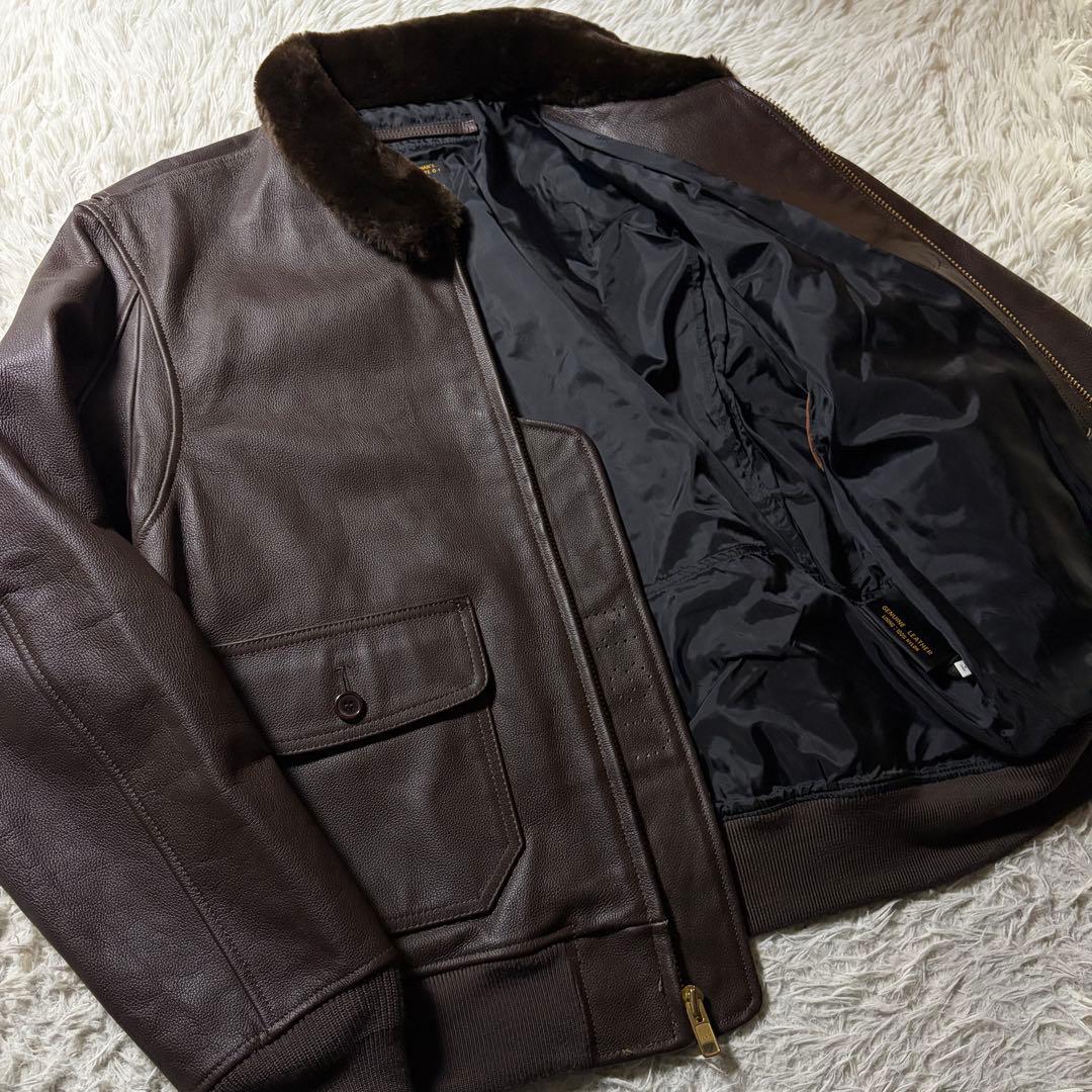 極美品■MORGAN フライトジャケット　 G-1 襟ボア　ブラウン　本革　42