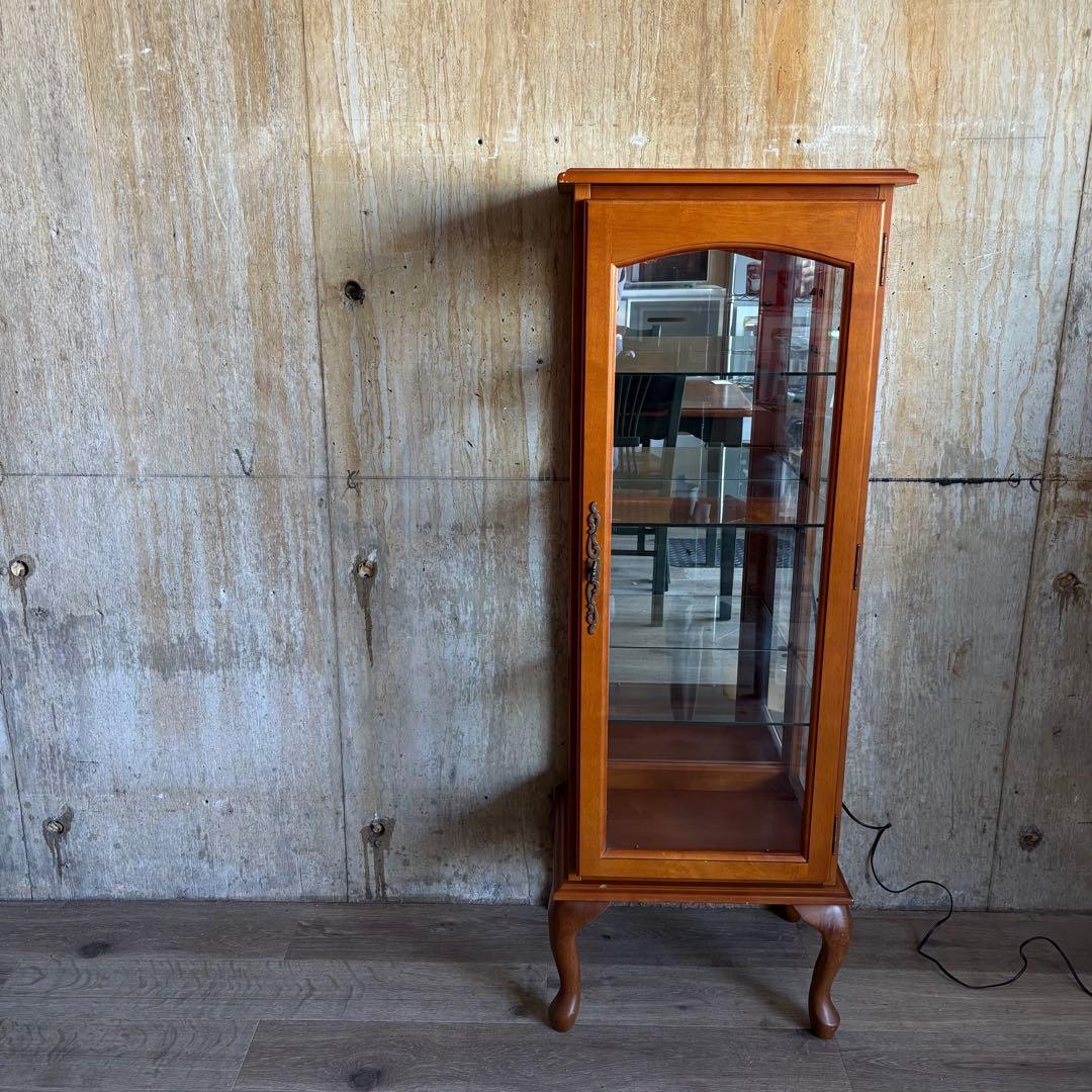 猫脚　飾り棚　クラシック　キュリオケース　ガラスケース　ダウンライト付