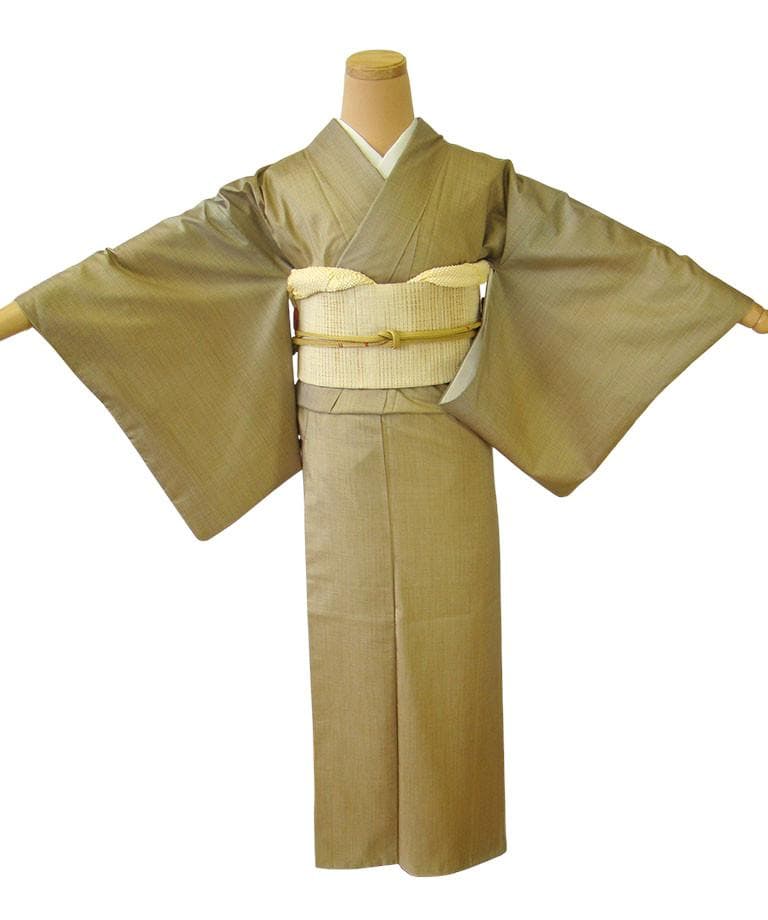 縞大島紬＆紬なごや帯・帯揚げ・帯〆セット（正絹）仕立上りTT1300ジーラ