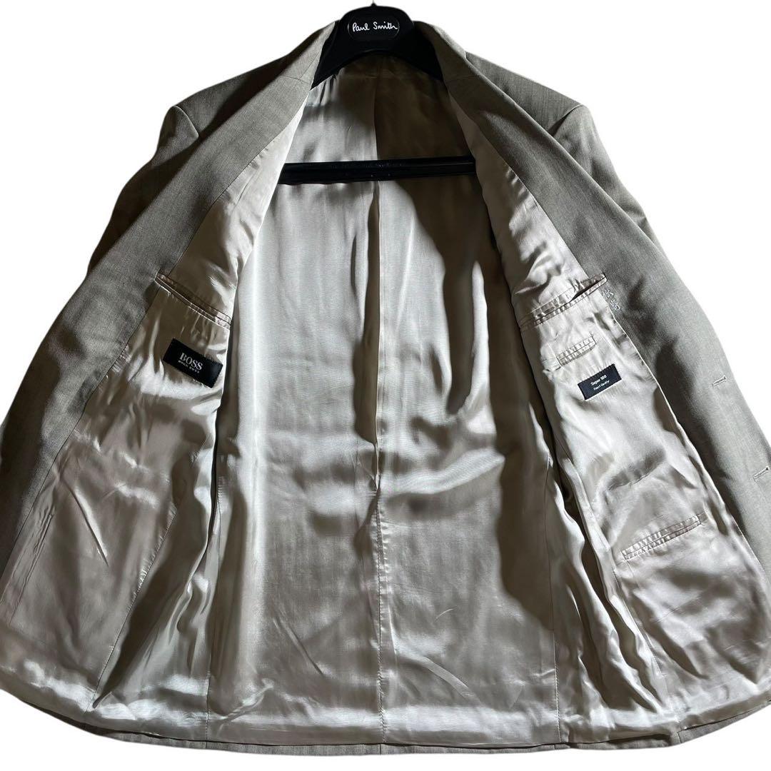 ヒューゴボス　スーツ　セットアップ　super100's ノーベント　グレージュ